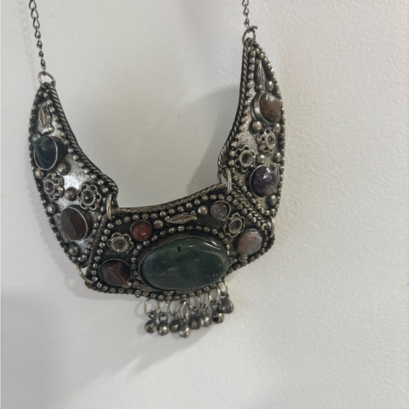 Vintage Silver Necklace with Multicolor Stones - Picture 7 of 7